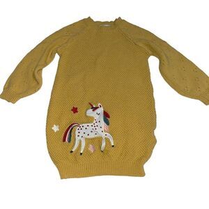 Juniors Girls Collection Mustard Yellow Oversized Unicorn Sweater - Size 2-3 Yea